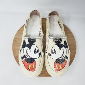 Crocs Disney Mickey Mouse Loafer Womens 8 Canvas Lightweight Slip On Flats Shoes